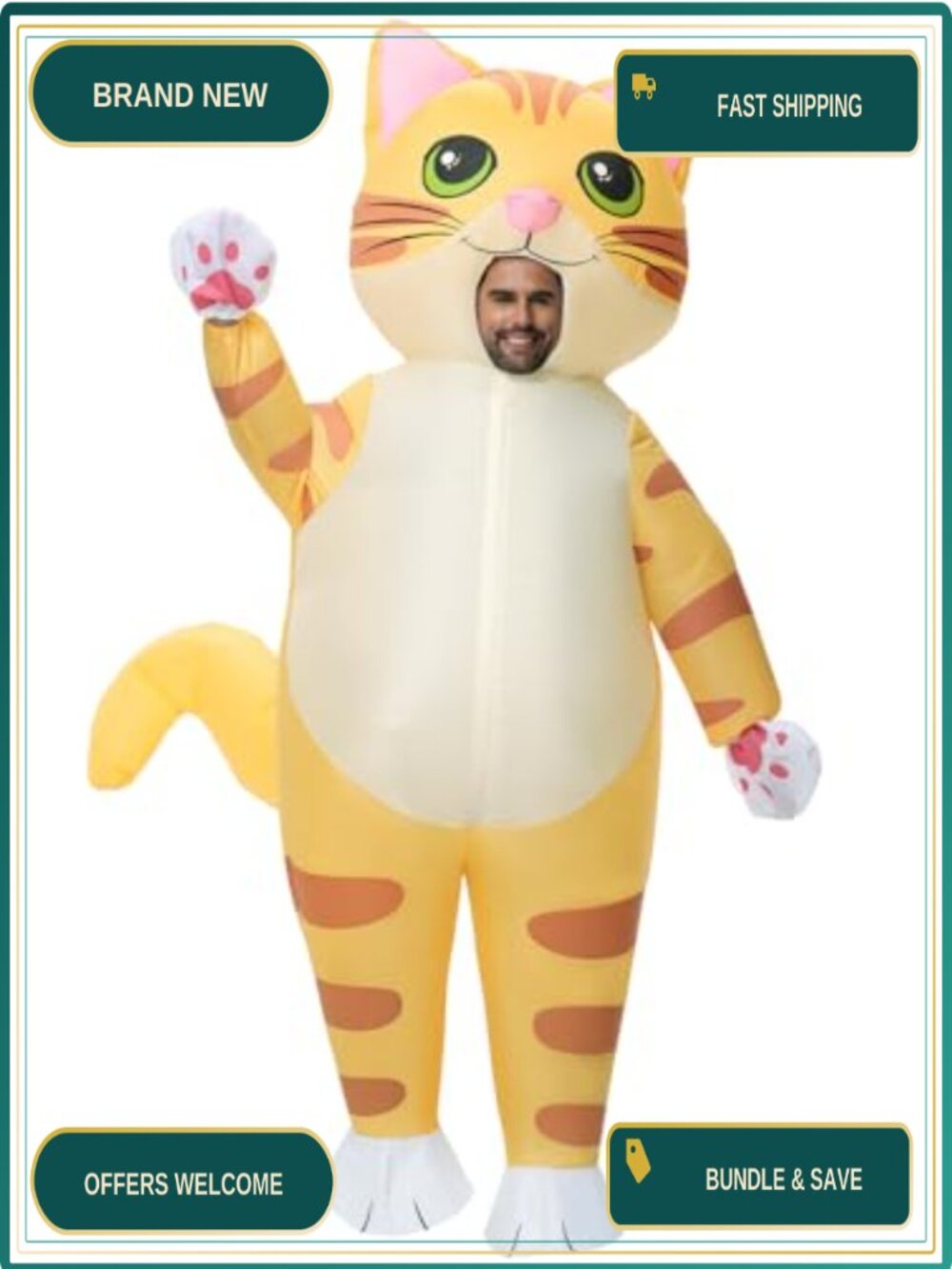 Inflatable Cat Costume Adult Blow Up Polyester Christmas Halloween Party